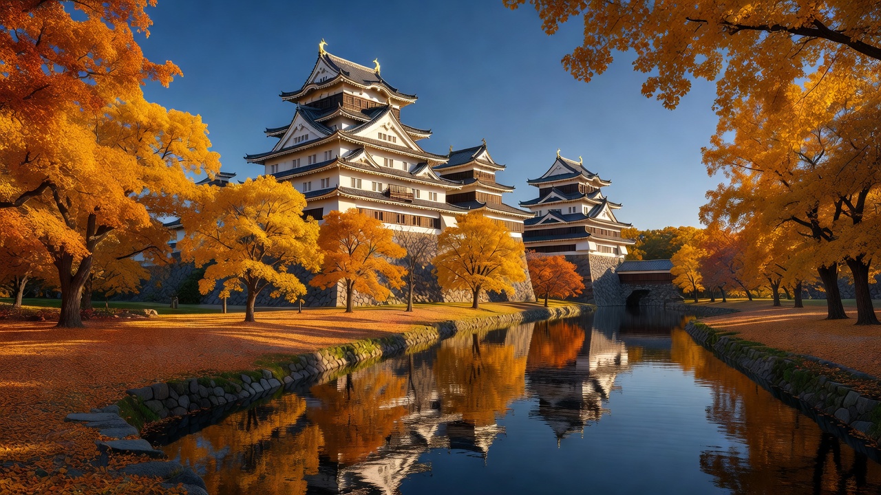 紅葉に染まる名古屋城