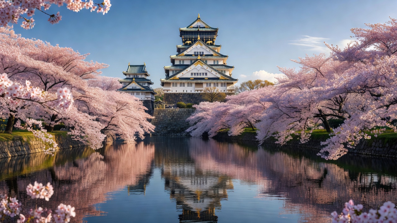 大阪城と桜