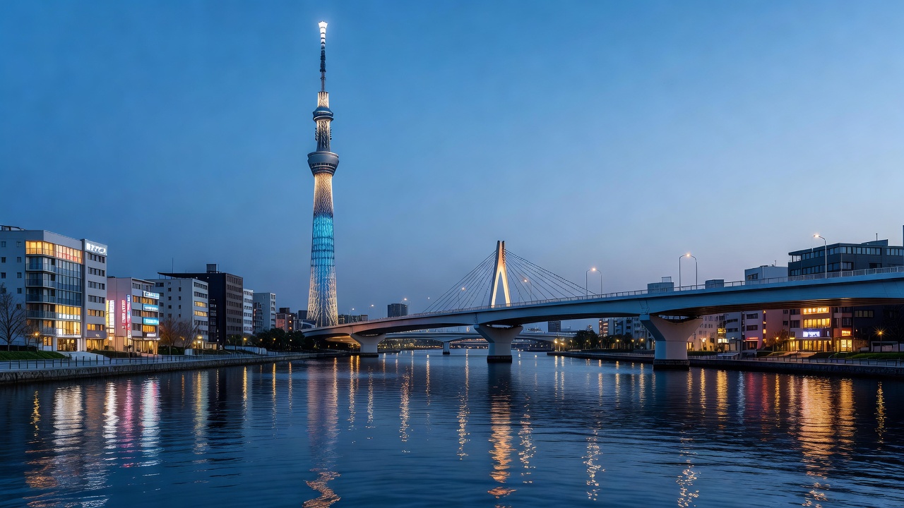 東京スカイツリーと隅田川